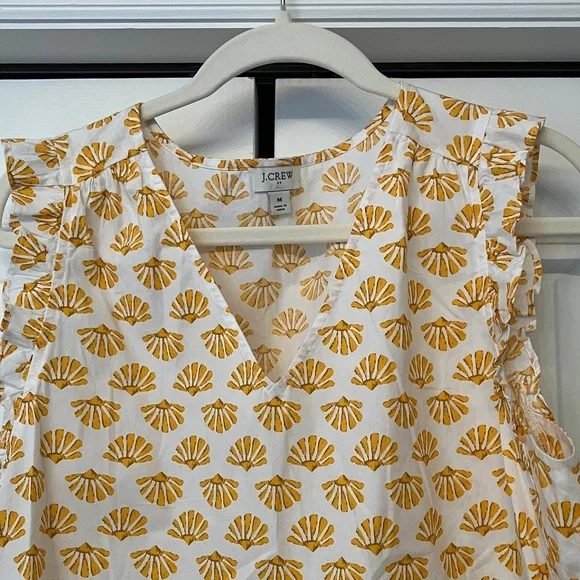 J. Crew Yellow Shell Print Blouse - Picture 6 of 8